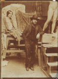 Jean Boucher et une jeune femme modèle dans l’atelier de l’artiste