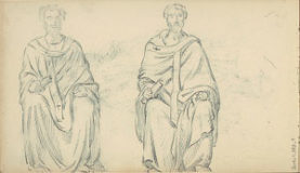 Page de carnet comprenant deux dessins bien aboutis de deux antiques