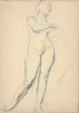 Dessin préparatoire d’un nu féminin que Jean Boucher a traduit en sculpture pour le groupe intitulé « Devant la mer »