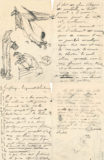 Feuillets d’écrits et de dessins de Jean Boucher